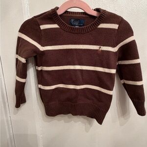 Boys Ralph Lauren Brown Sweater with Cream Stripes